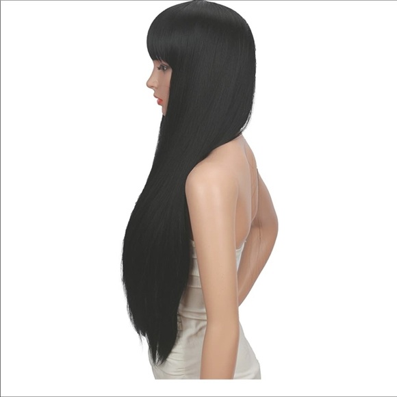 🆕️ Silky Long Black Hair With Bangs Wig